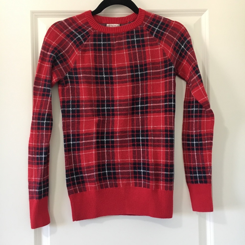 Red and Blue Check Sweater